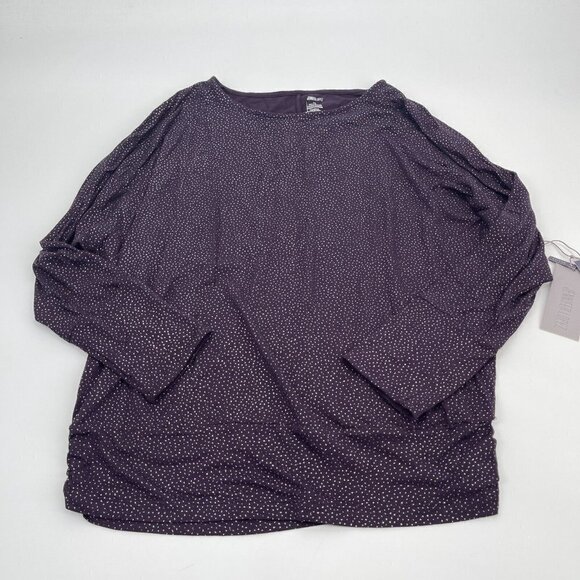 Jennifer Lopez Top Large Petite Womens Purple Metallic Silver Casual Sparkle New - Picture 4 of 9